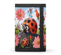 SKTNBM Trifold Wallet,Cartoon Ladybug Flower Print Slim Wallet,front Pocket Wallet,best Men's Trifold Wallet,slim And Sleek for Men And Women, Black, One Size, Modern