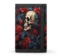 SKTNBM Trifold Wallet,Skull Image Poster Print Slim Wallet,front Pocket Wallet,best Men's Trifold Wallet,slim And Sleek for Men And Women, Black, One Size, Modern