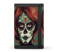 SKTNBM Trifold Wallet,Skull Makeup Print Slim Wallet,front Pocket Wallet,best Men's Trifold Wallet,slim And Sleek for Men And Women, Black, One Size, Modern