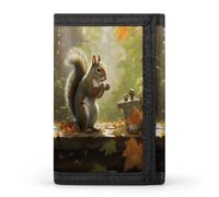 SKTNBM Trifold Wallet,Squirrel Eats Nuts Print Slim Wallet,front Pocket Wallet,best Men's Trifold Wallet,slim And Sleek for Men And Women, Black, One Size, Modern