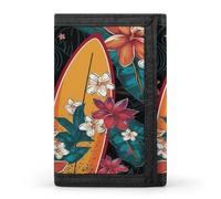 SKTNBM Trifold Wallet,Surfboard And Flowers Print Slim Wallet,front Pocket Wallet,best Men's Trifold Wallet,slim And Sleek for Men And Women, Black, One Size, Modern