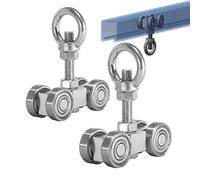 SKTREX 4 Wheel Silent Trolley Assembly Rollers Four Bearing Trolley Assembly for 1-5/8" Wide and All 1-5/8" or Taller unistrut Strut Channel with M10 Bolt and Lifting Eye Nuts