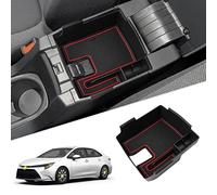 SKTU for 2020 2021 2022 2023 2024 2025 Toyota Corolla Center Console Organizer 2023 2024 2025 Corolla Accessories Center Console Tray Insert Organizer ABS Tray with USB Hole and Coin Holder (Red)