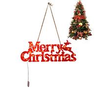 SKUDA Merry Christmas Lighted Sign | Battery Operated Christmas Lights Warm White Christmas Hanging Ornament - Battery Powered Lights Christmas Decor for Wreath Outdoor Indoor Window Yard Wall Door