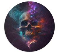 Skull 1000 Piece Puzzle 1000-Piece Round Jigsaw Puzzle Perfect for Family Fun on Christmas, Thanksgiving, Birthdays & Easter 67.5x67.5cm
