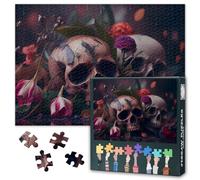 Skull 1000 Piece Puzzles for Adults, Beautiful Flowers Growing Around the Skull Puzzles, Impossible Challenging Puzzle, 19.5 x 27.5 Inch