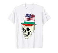 Skull 4th of July Bulgarian American Flag Value Graphic T-Shirt