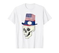 Skull 4th of July Laotian American Flag Vintage Value Graphic T-Shirt