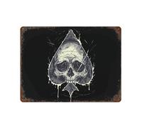 Skull A Poker Funny Iron Sign Vintage Tin Sign Wall Hanging Painting Poster Art Metal Decoration for Cafe Bar Home 12"×8"/16"×12"