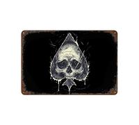 Skull A Poker Funny Iron Sign Vintage Tin Sign Wall Hanging Painting Poster Art Metal Decoration for Cafe Bar Home 12"×8"/16"×12"