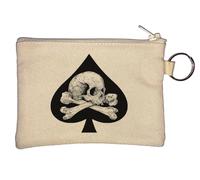 Skull Ace of Spades Key Chain Coin Purse Beige