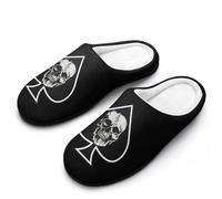 Skull Aces of Spades Men's House Slippers Indoor Outdoor Slip On Shoes with Rubber Sole 9-10（42-43）