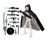 Skull Action Figure - Multi-Joint Articulation, High Density Resin Skeleton, Movable Gothic Desktop Ornament, Fabric Textile Hooded Robe Sculpture | Interactive Mannequin for Collectors and Crafts