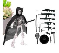 Skull Action Figure - Posable Multi-Joint, Skeleton Statue, Home Decor, Assembly Game | Battle Tool Set, and Cape, Small Toy Model, Decoration
