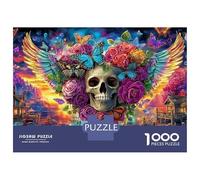 Skull And Butterflies 1000 Pieces Jigsaw Puzzles Engaging Home Decoration Butterfly & Skull Fantasy Jigsaw Puzzles Unique Puzzle Gift for Gifts 38x26cm/1000pcs