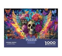 Skull And Butterflies 1000 Pieces Jigsaw Puzzles for Adults， 1000 Piece Puzzle Fantasy Art Great Gifts Home Decoration 70x50cm/1000pcs