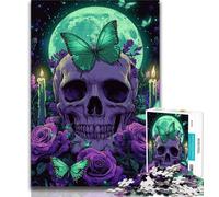Skull And Butterfly Jigsaws Puzzles 1000 Pieces for Adults Gifts,Challenging Game And Family Play Wall Decoration Unique Birthday And Xmas Gifts (38x26cm)