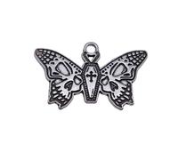 Skull And Coffin Pattern Butterfly Charms For Scrapbook Ornaments, 30x19mm, Antique Silver Color, 10 Pieces