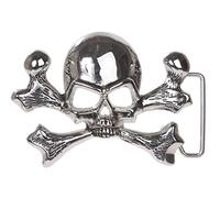 Skull and Cross Bone Pirate Belt Buckle, Shining Silver