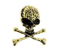 Skull and Crossbones Brooch Gold Colour - Symbol of Rebellion and Style - Skull - Beautiful Quality Finish - Pin - Elegant - Birthday Gift for Women Girls - Supply, Metal