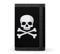 Skull and Crossbones Casual Trifold Wallet for Men Slim Card Cases with 8 Slot Minimalist Purse Coin Clip