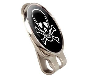 SKULL AND CROSSBONES FUSION CAP OR HAT CLIP AND MAGNETIC GOLF BALL MARKER BY ASBRI GOLF