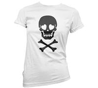 Skull and Crossbones Heart Eyes Women's T-Shirt - White 14