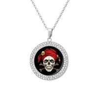 Skull And Crossbones Pirate Diamond Necklace Cute Pendant Necklace