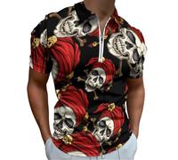 Skull And Crossbones Pirate Men's Polo Shirts Short Sleeve Golf Polo Slim Fit Shirts T- Shirts Stylish Casual Tops 3XL