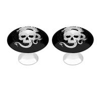 Skull and Dragon Funny Cabinet Knobs 2 Pack Round Drawer Dresser Pulls Door Handles Knobs for Door Wardrobe