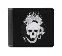 Skull and Dragon Men's Wallet Bifold RFID Blocking Wallet Slim Billfold Pocket with Card Holders for Women