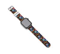 Skull And Flowers Day of The Dead Watch Bands Silicone Sport Bands Replacement Strap Wristbands Compatible with Apple Watch 38mm/40mm