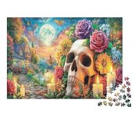 Skull And Flowers Jigsaw Puzzles 1000 Piece for Adults, 1000 Piece Mortal Bloom Great Gifts Challenge Home Decoration Gifts 52x38cm/1000pcs