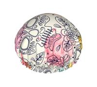 Skull and Flowers Shower Caps for Women Reusable Waterproof Soft Shower Hat Double Protection Layers