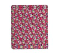 Skull and Green Leaves Desk Pad, Washable for Office/Gaming/Writing, Rubber Base, Polyester Surface