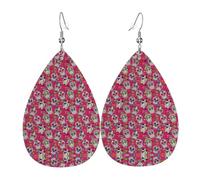 Skull And Green Leaves Leather Earrings For Women Dangle, Piercing Teardrop Earrings Lightweight Jewelry Gifts For Women Girls