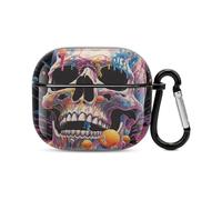 Skull and Ice Cream Bluetooth Earbuds Case Cover Full Body Shockproof Protection Hard Case Support Wireless Charging with Keychain Personalized Gift for AirPods 3