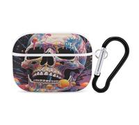Skull and Ice Cream Earbuds Organizer Shockproof Protective Airpods Pro Cover with Carabiner Clip Anti Fall Carrying Earphone Case Cover for Airpods Pro 2nd Generation White