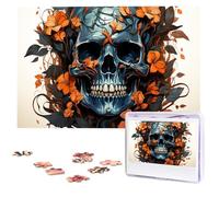 Skull And Leaves Wooden Puzzles 1000 Pieces Personalized Jigsaw Puzzle For Adults Interesting Custom Photo Puzzles Gift For Holiday Birthday Wedding Anniversay