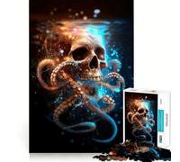 Skull And Octopus Tentacles Digital Art 1000 Piece Jigsaw Puzzles for Adults Teenagers Memory Upgrade Light Relax Sharp Cut Lovely Gift 38x52cm