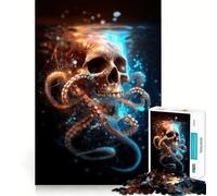 Skull And Octopus Tentacles Digital Art Jigsaw Puzzles for Teenagers 1000 Pieces Mind Puzzle Peaceful Fun Art Assembly Lovely Gift 50x75cm
