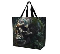Skull And Plants Women Tote Bag Shoulder Grocerie Bags Portable Storage Handbag Lightweight Durable for Work Travel Casual Bag