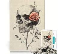 Skull And Red Rose 1000 Piece Jigsaw Puzzles for Adults Pure Logic Toy Soothing Fun Sharp Cut Amazing Present 50x75cm