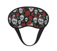 Skull and Red Rose (3) Premium Eye Mask â€“ Soft Satin Sleep Mask with Full-Print Front Design, 100% Polyester Shade Eye Cover for Travel, Meditation, Yoga & Night Rest