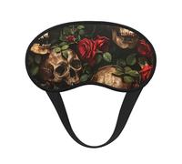 Skull and Red Rose Print Adults Soft Washable Eye Mask for Light Blocking Nap Face Sleeping Travel Cover