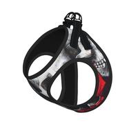Skull And Red Rose Print Dog Harness,Pet Leash Vest,Adjustable And Reflective Vest,For Small To Medium Dogs