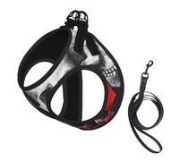 Skull And Red Rose Print Dog Harness,Pet Leash Vest,Adjustable And Reflective Vest,For Small To Medium Dogs