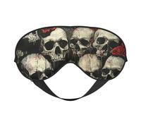 Skull and Red Rose Print Eye Mask, Soft and Breathable, Suitable for Nap, Travel and Night Sleep