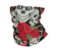 Skull And Red Rose Print Neck Warmer Gaiter Women Men, Windproof Face Cover Face Mask Scarf For Cold Weather Sport