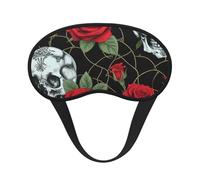 Skull and Red Rose Print Sleep for Adults Comfortable Eye Mask for Travel Camping Light Blocking Nap Cover